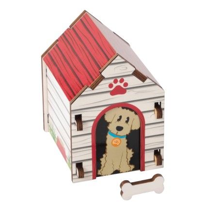 Hračka na mozgu tuku. Architektonický výkres. 3D puzzle. Buda pre psa.