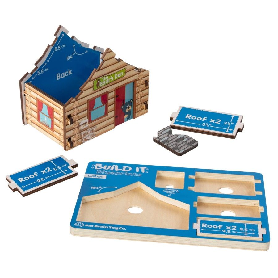 Vet hersenspeelgoed. Architecturale tekening. 3D-puzzel. 