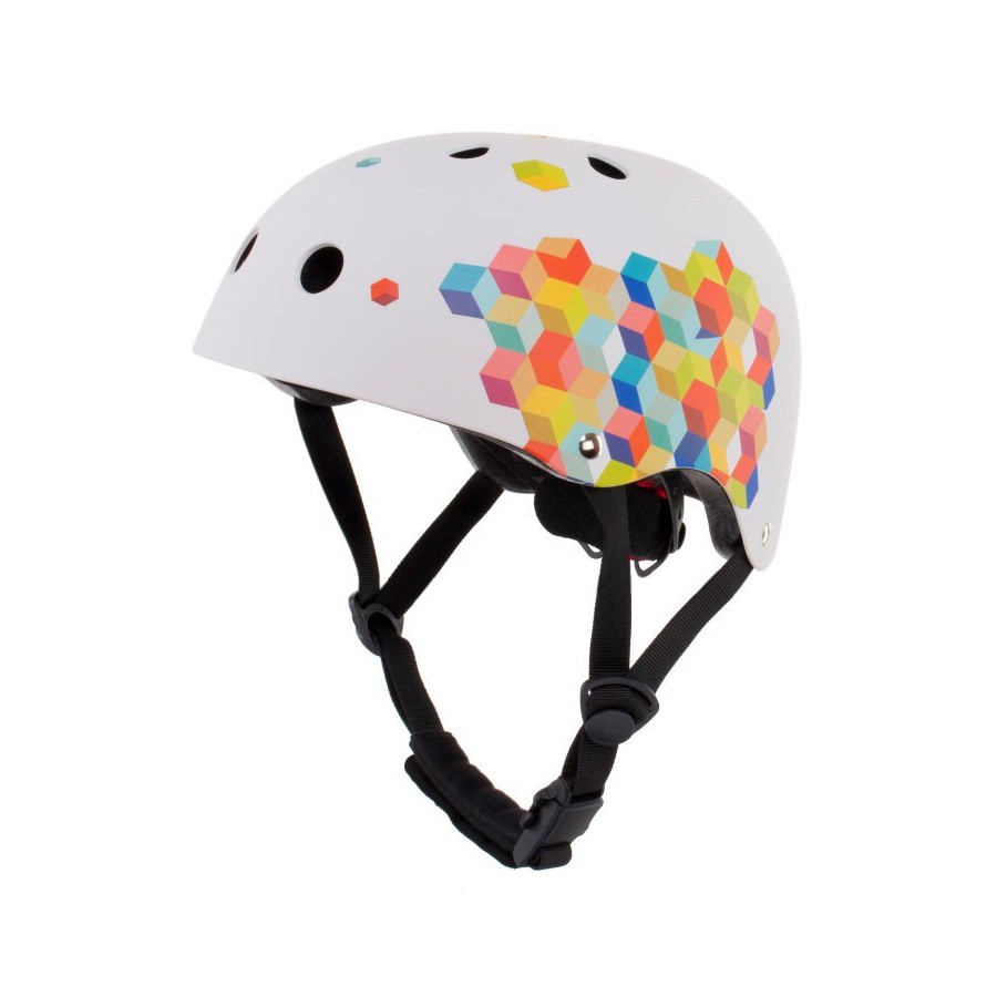 Sun Baby Kask M dla dzieci 3-7 lat z lampką LED cubic biały