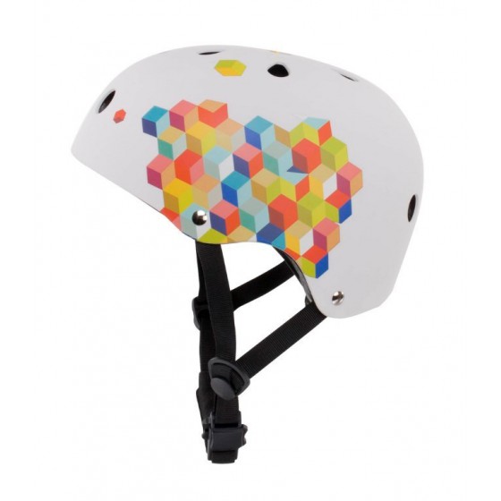 Sun Baby Kask M dla dzieci 3-7 lat z lampką LED cubic biały