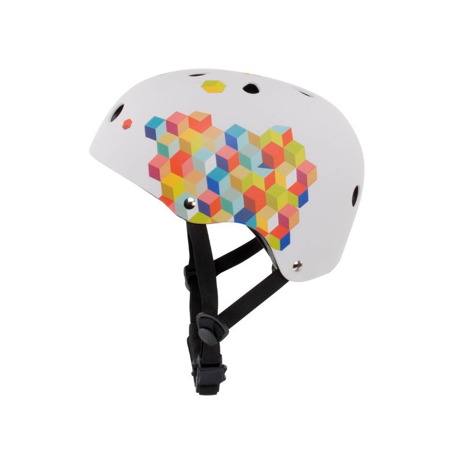 Sun Baby Kask M dla dzieci 3-7 lat z lampką LED cubic biały