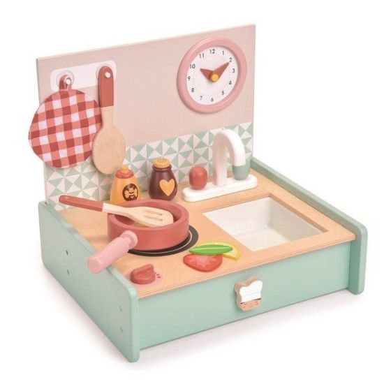 Tender Leaf Toys Fa hordozható konyha, mini szakács -