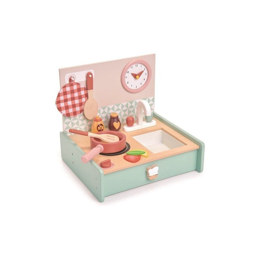 Tender Leaf Toys Fa hordozható konyha, mini szakács -