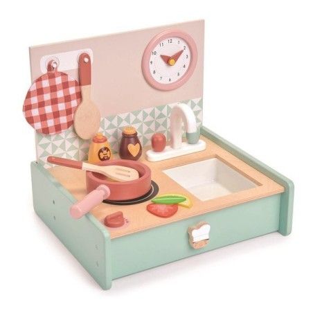 Tender Leaf Toys Cucina portatile in legno, mini cuoco unico