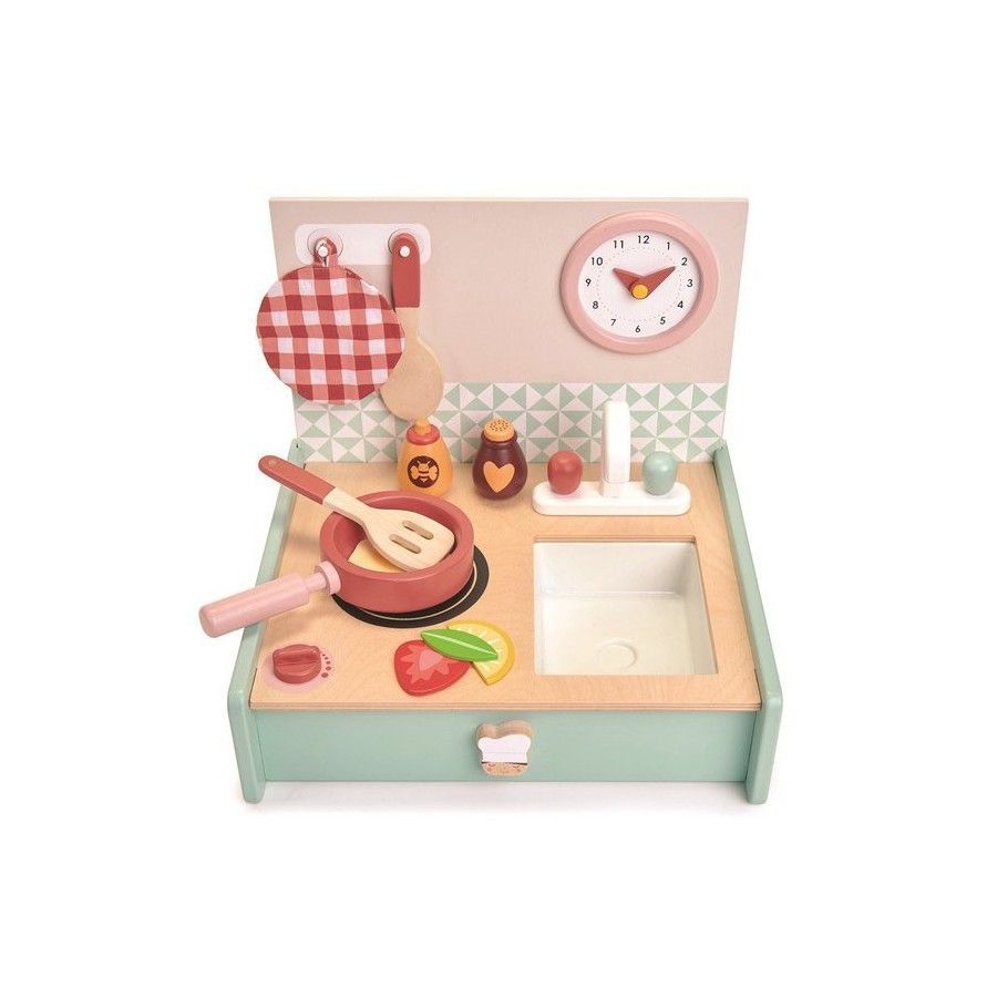 Tender Leaf Toys Fa hordozható konyha, mini szakács -