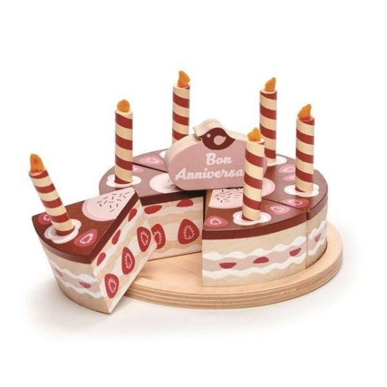 Tender Leaf Toys Čokoláda, Drevená narodeninová torta