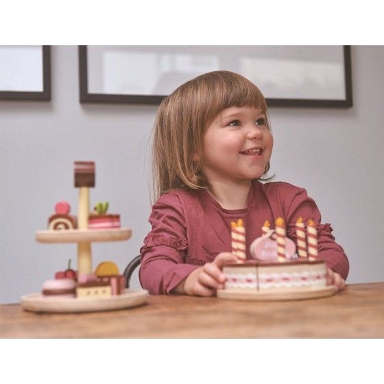Tender Leaf Toys Csokoládé, fa születésnapi torta