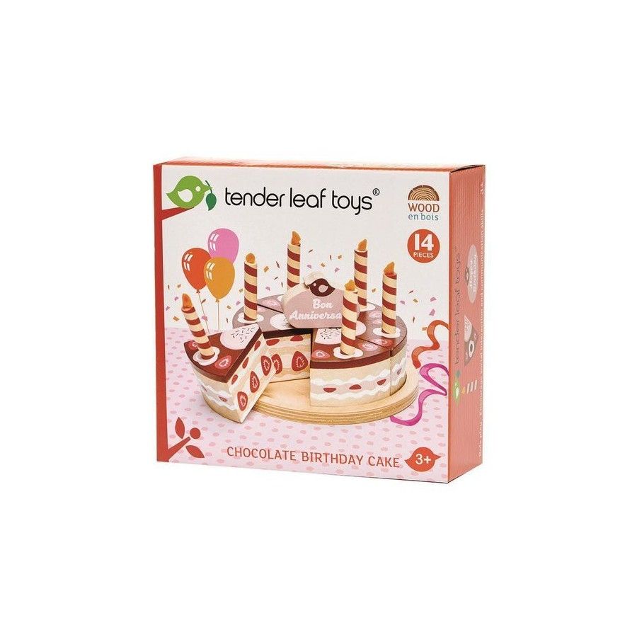 Tender Leaf Toys Czekoladowy, drewniany tort urodzinowy