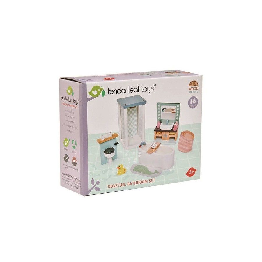 Tender Leaf Toys Fa bútorok babákhoz - fürdőszoba