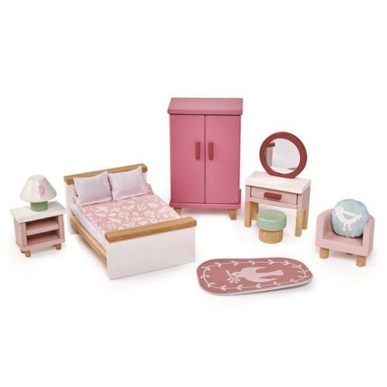 Tender Leaf Toys Fa bútorok egy babaházhoz - hálószoba