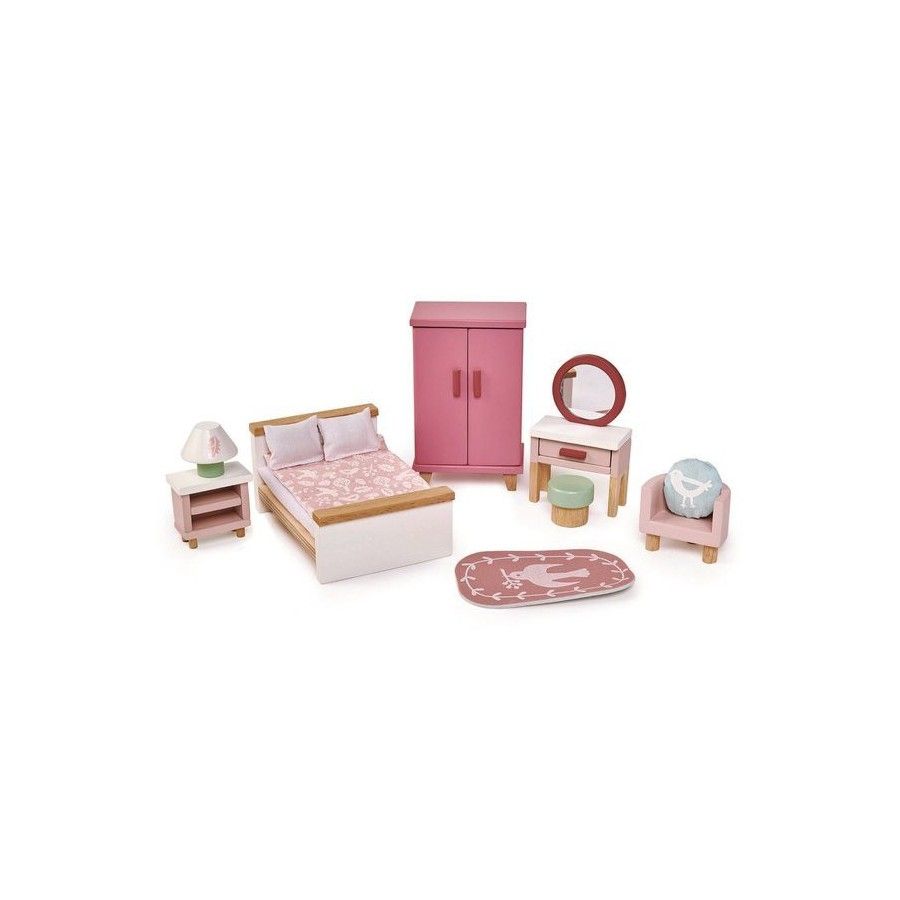 Tender Leaf Toys Meubles en bois pour maison de poupée - chambre