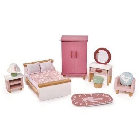 Tender Leaf Toys Meubles en bois pour maison de poupée - chambre