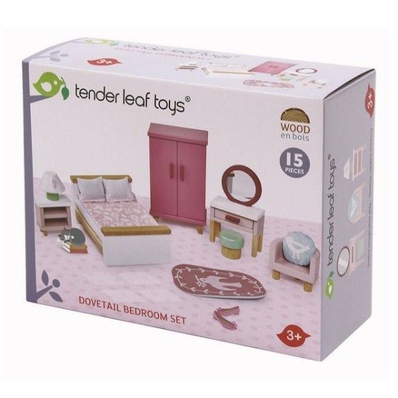 Tender Leaf Toys Wooden furniture for a dollhouse - Bedroom
