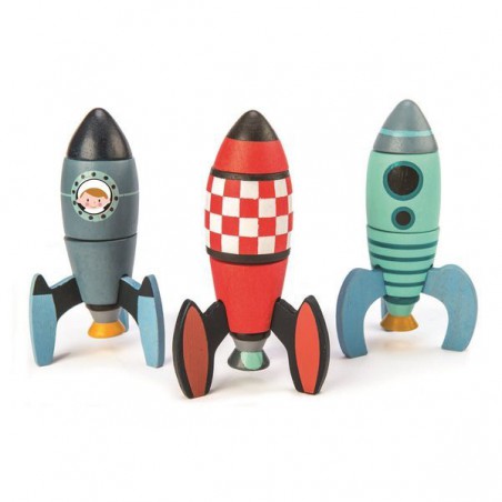 Tender Leaf Toys Roquettes spatiales en bois, jouet de construction