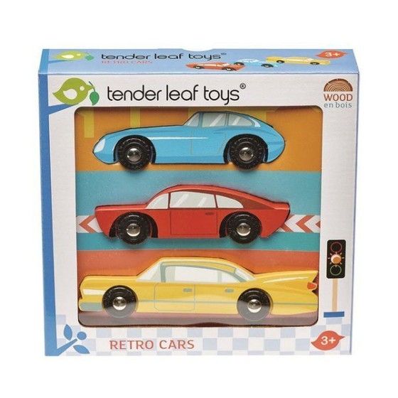 Tender Leaf Toys Drewniane samochody retro, 3 sztuki