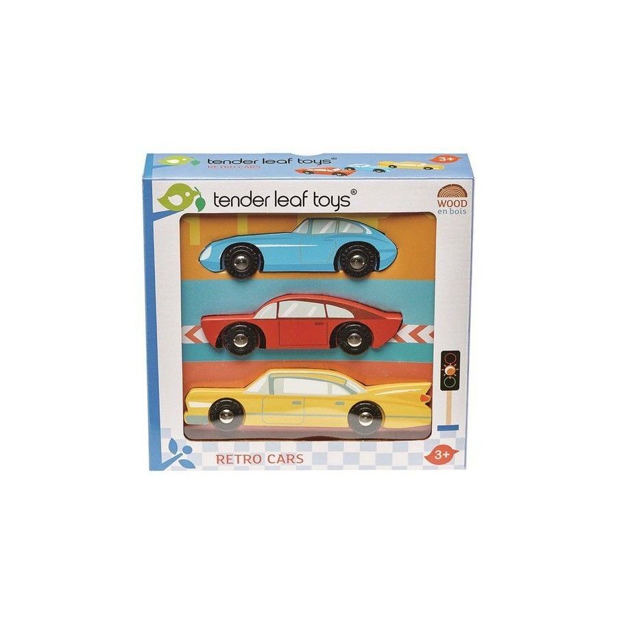 Tender Leaf Toys Drewniane samochody retro, 3 sztuki