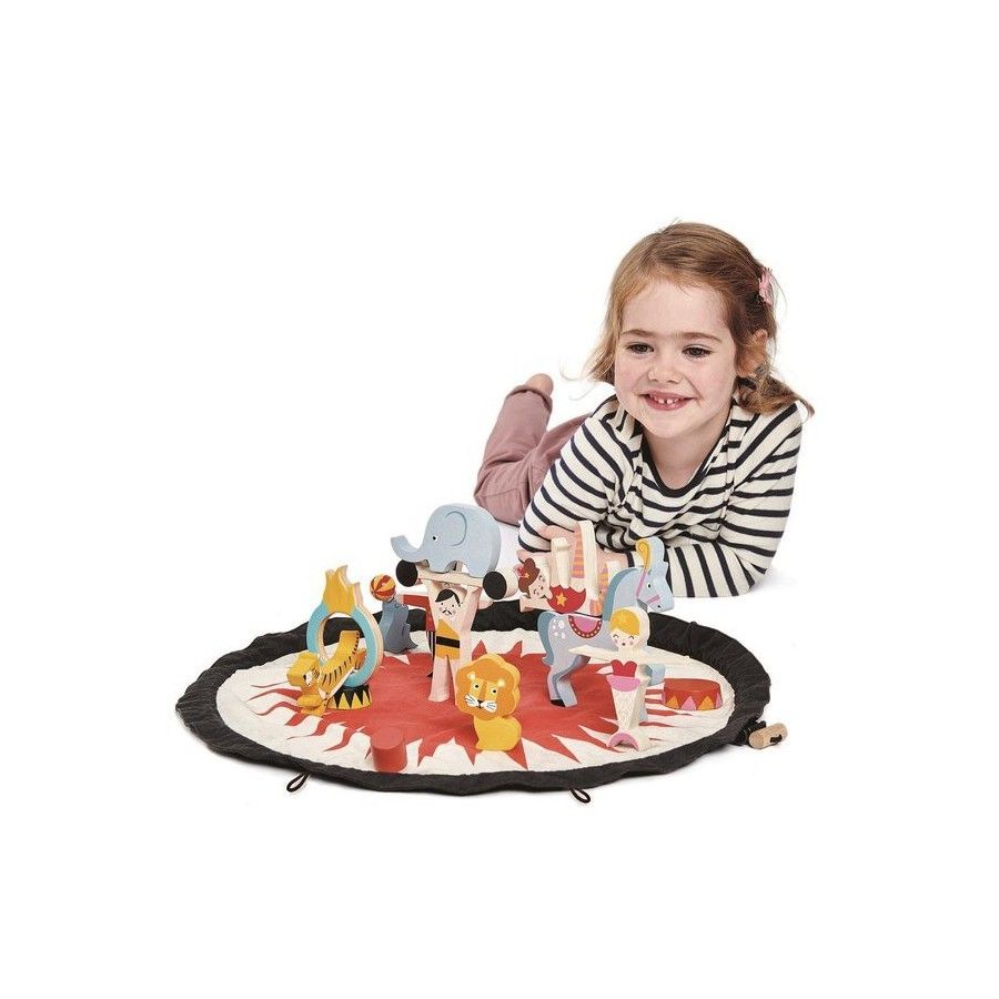 Tender Leaf Toys Mata z drewnianymi zabawkami - Akrobaci -
