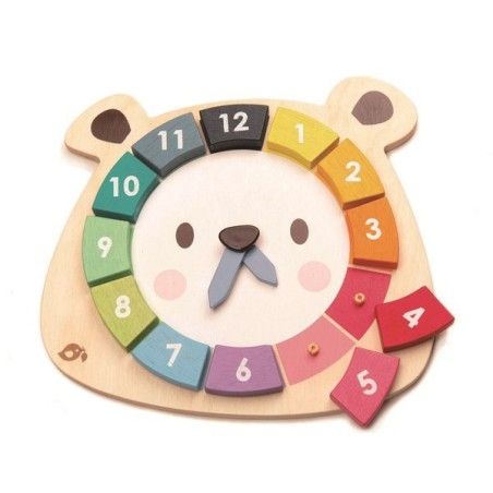 Tender Leaf Toys Wooden educational toy - Colorful clock bear