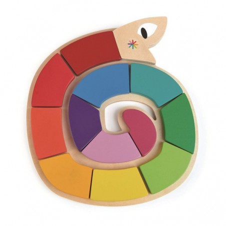 Tender Leaf Toys Drewniana zabawka - Kolorowy wąż, kolory i kształty
