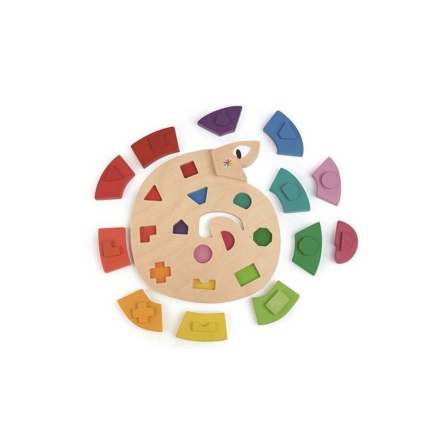 Tender Leaf Toys Träleksak - färgstark orm, färger och