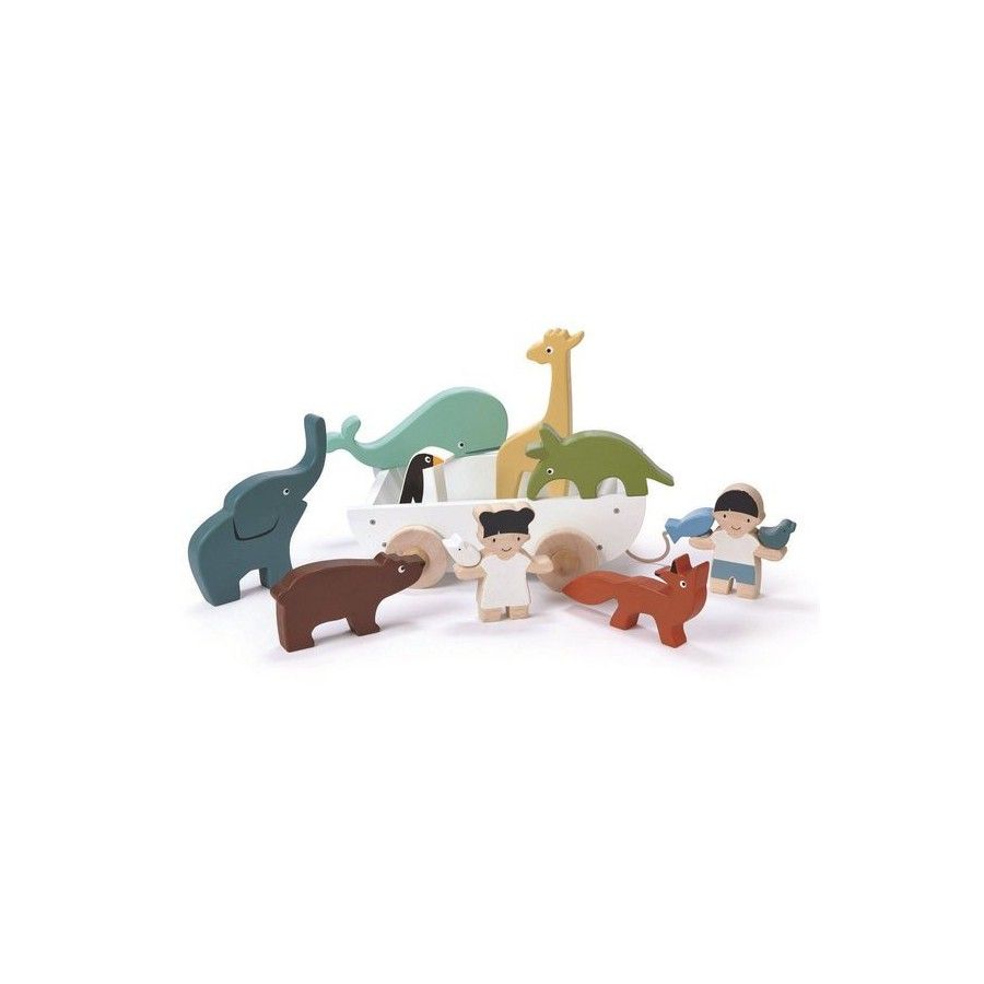Tender Leaf Toys Bateau en bois à tirer avec des animaux