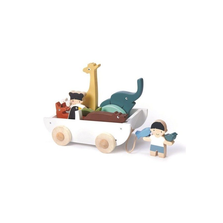 Tender Leaf Toys Houten schip voor het trekken van dieren