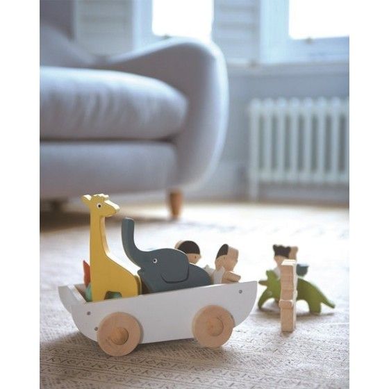 Tender Leaf Toys Bateau en bois à tirer avec des animaux
