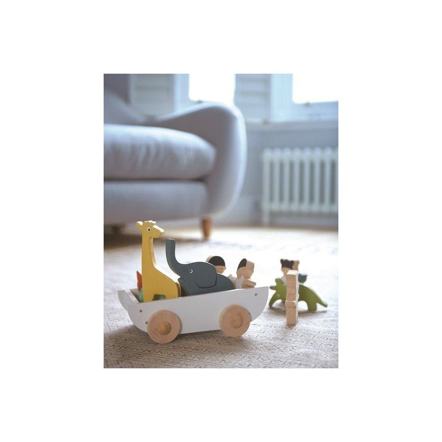Tender Leaf Toys Drevená loď na ťahanie zvierat