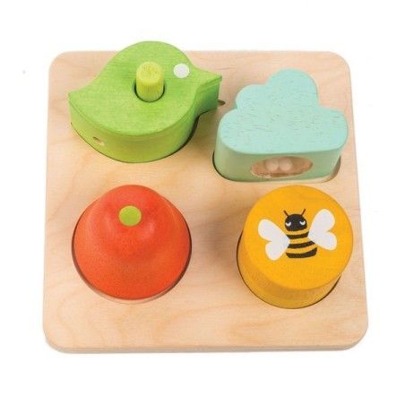Tender Leaf Toys Sinnesspielzeug aus Holz - Garten - Formen und Geräusche