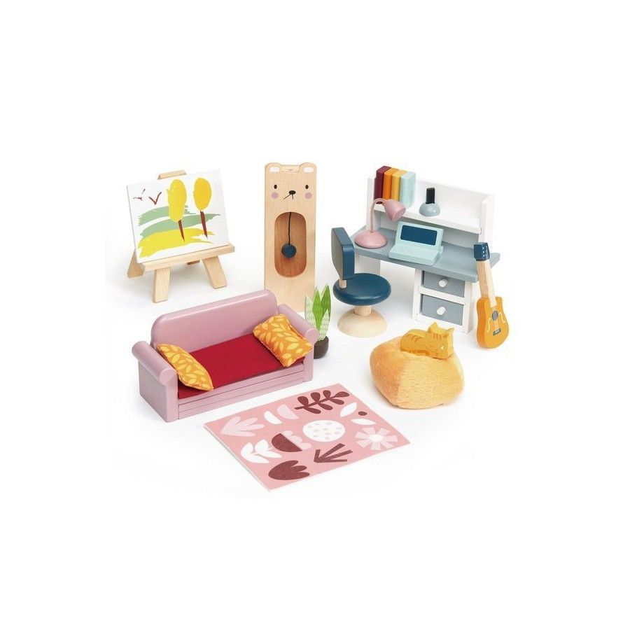 Tender Leaf Toys Muebles de madera para muñecas - Habitación