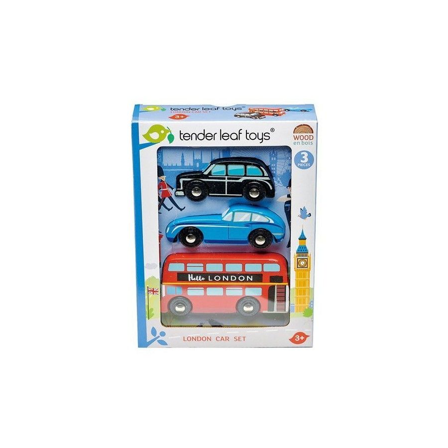 Tender Leaf Toys Drevený automobilový set - Londýn, 3 kusy