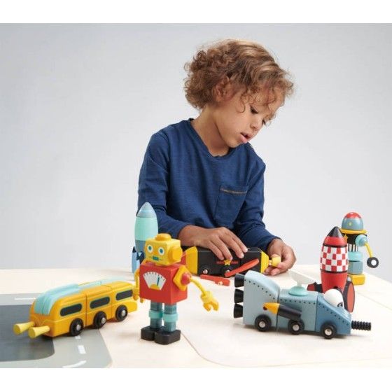 Tender Leaf Toys Dřevěné vesmírné lodě, stavební hračka