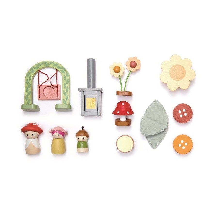 Tender Leaf Toys Portable, forest house with equipment and