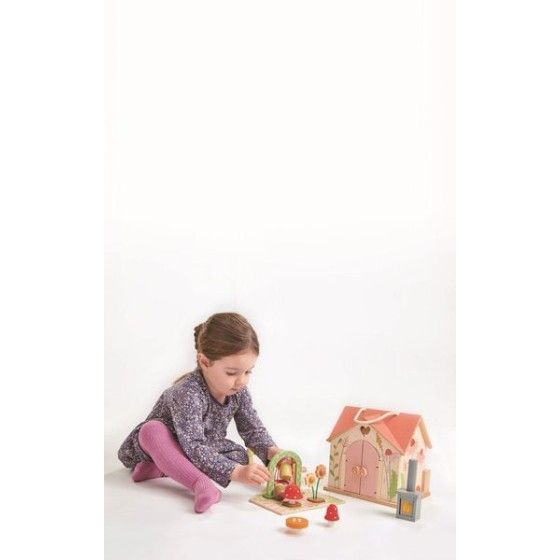 Tender Leaf Toys Hordozható, erdei ház felszereléssel és