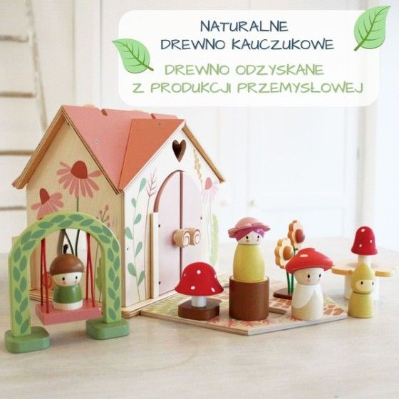 Tender Leaf Toys Draagbaar, boshuis met apparatuur en