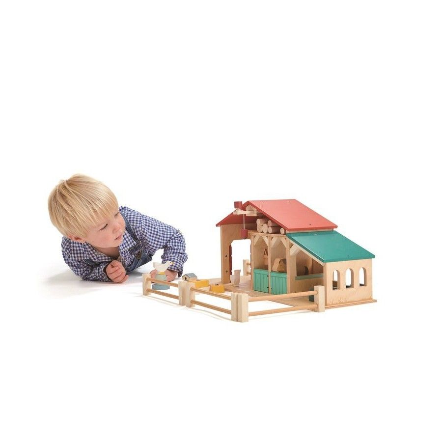 Tender Leaf Toys Holzfiguren zum Spielen – ein Bauernhof mit