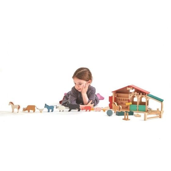 Tender Leaf Toys Драўляныя весела фігуркі - ферма з