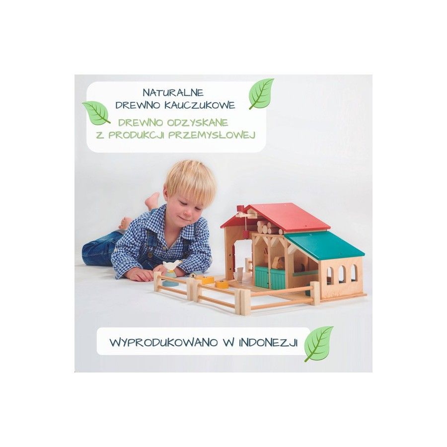 Tender Leaf Toys Figurinas de juego de madera: una granja con