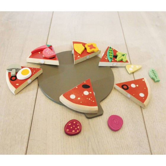 Tender Leaf Toys Drewniana pizza z dodatkami na rzepy