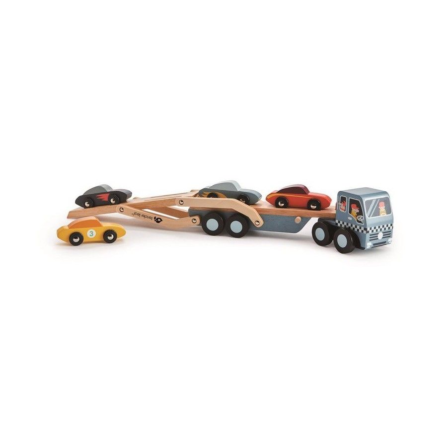 Tender Leaf Toys Hölzerner Abschleppwagen mit Autos