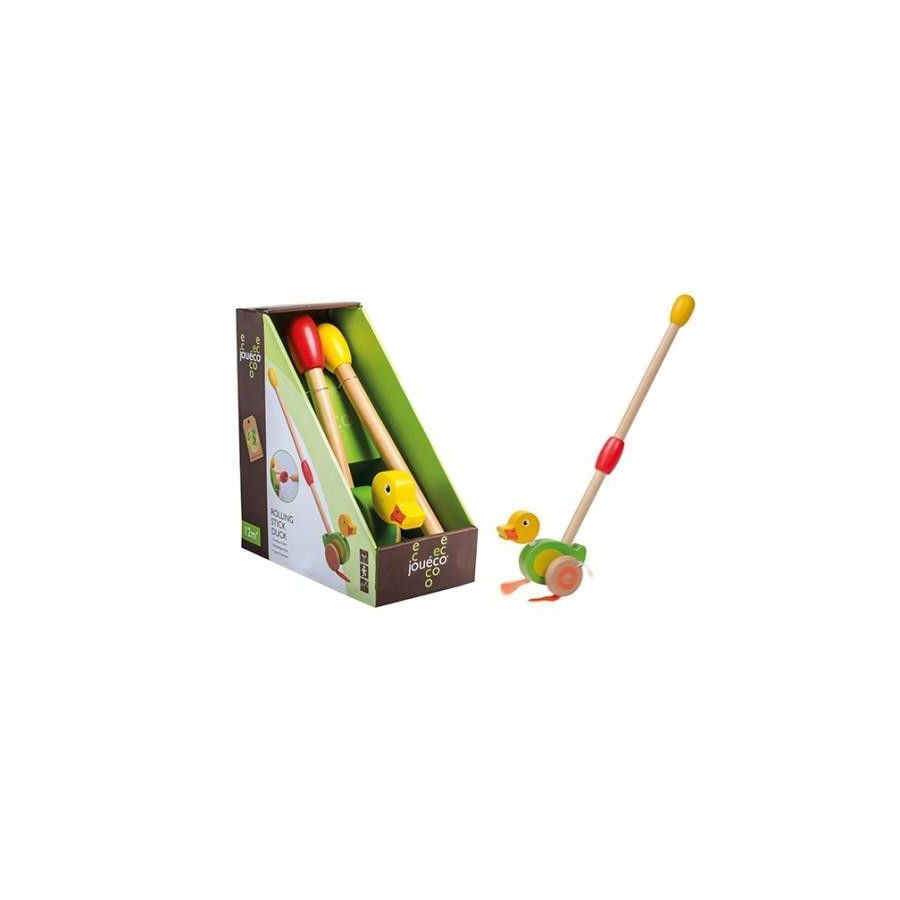 JOUECO Canard pousseur en bois