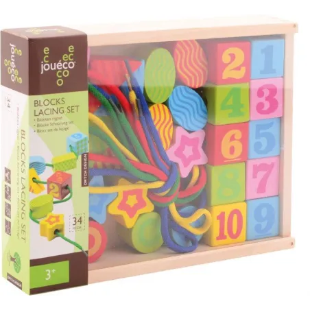 JOUECO A set of wooden blocks and strings