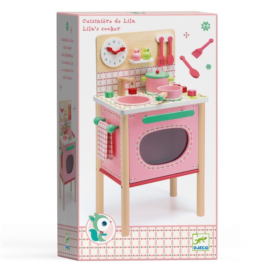 Djeco Drewniana kuchenka różowa