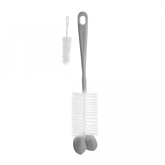 BabyOno brush for bottles and teats with a sponge brush and mini - gray