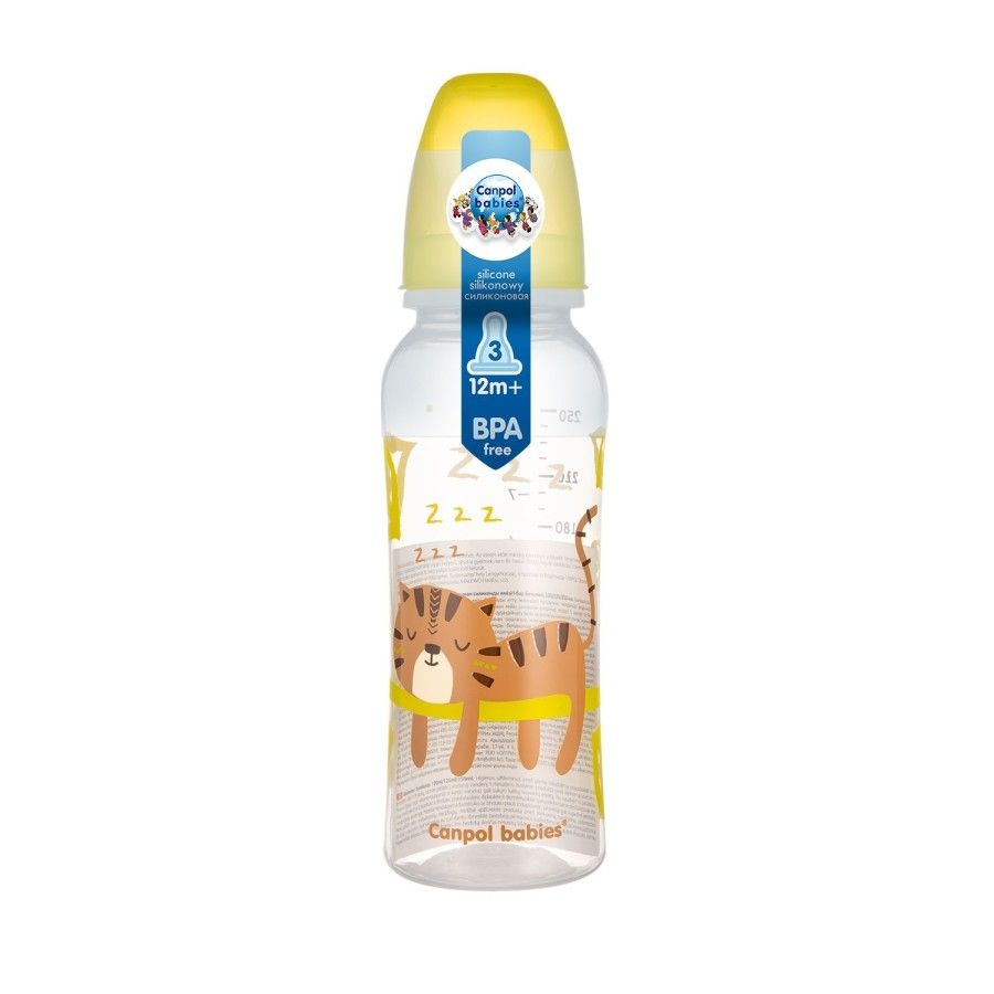 Canpol Butelka 250 ml dekorowana (BPA 0%) yellow