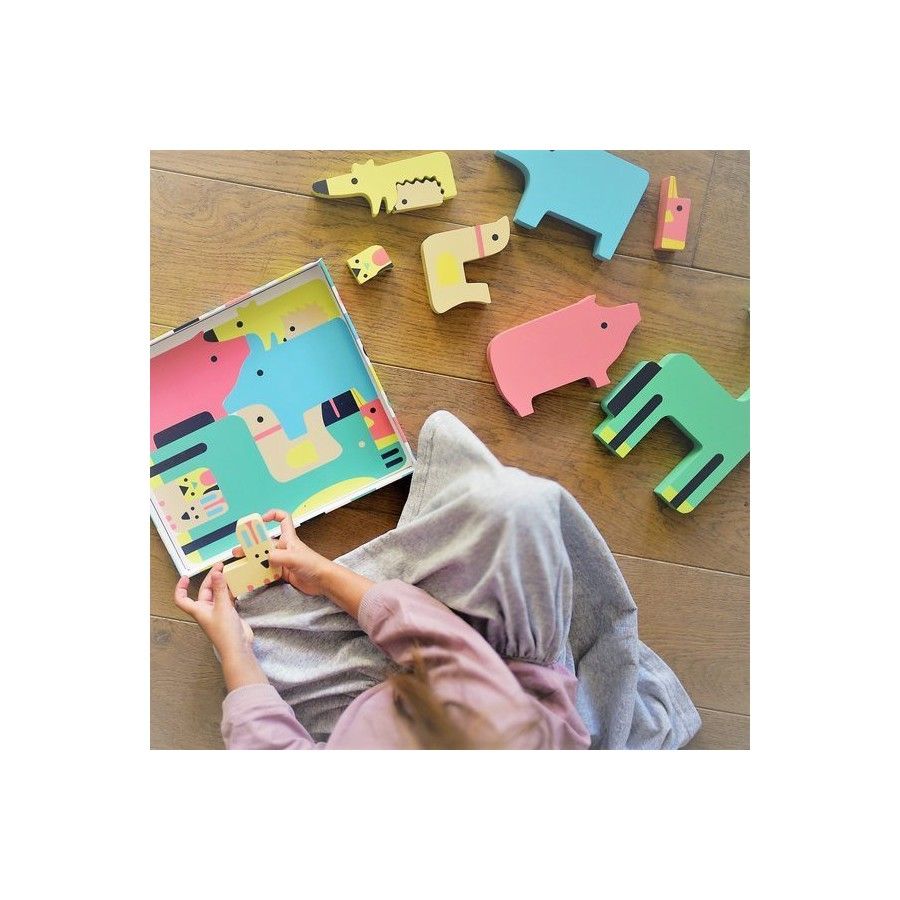 Auzou Wooden animals blocks 3+