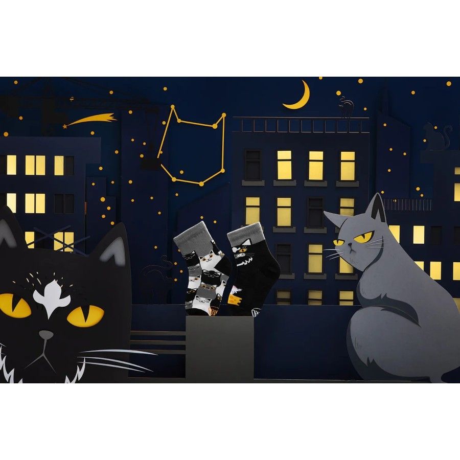Many Mornings Black Cat Kids 儿童袜子，尺码 27-30