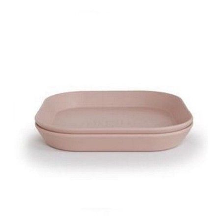 Mushie 2 Square saucers Blush