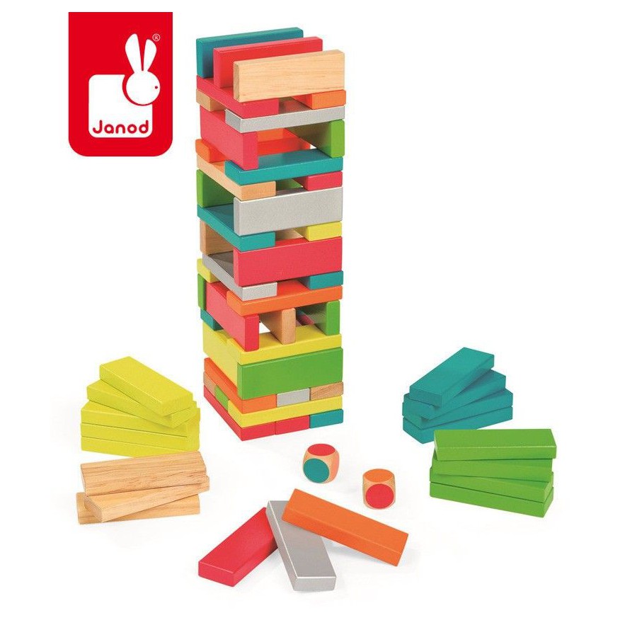 Jenga game with colors Equilibloc, Janod