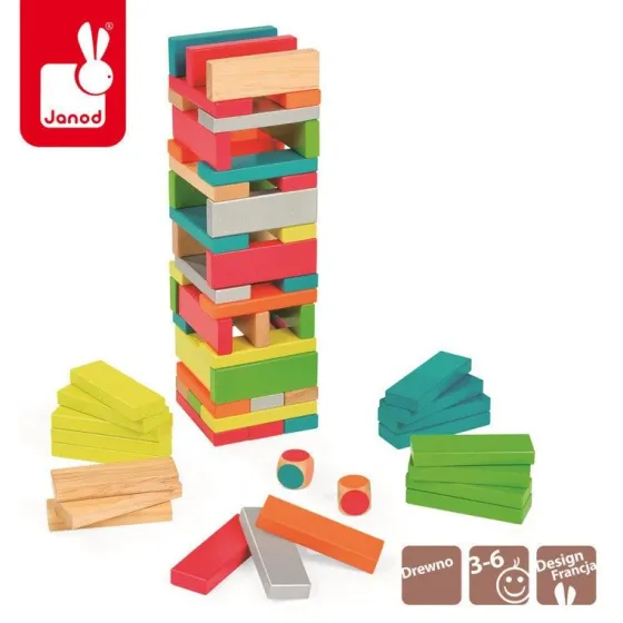 Gra Jenga z kolorami Equilibloc, Janod